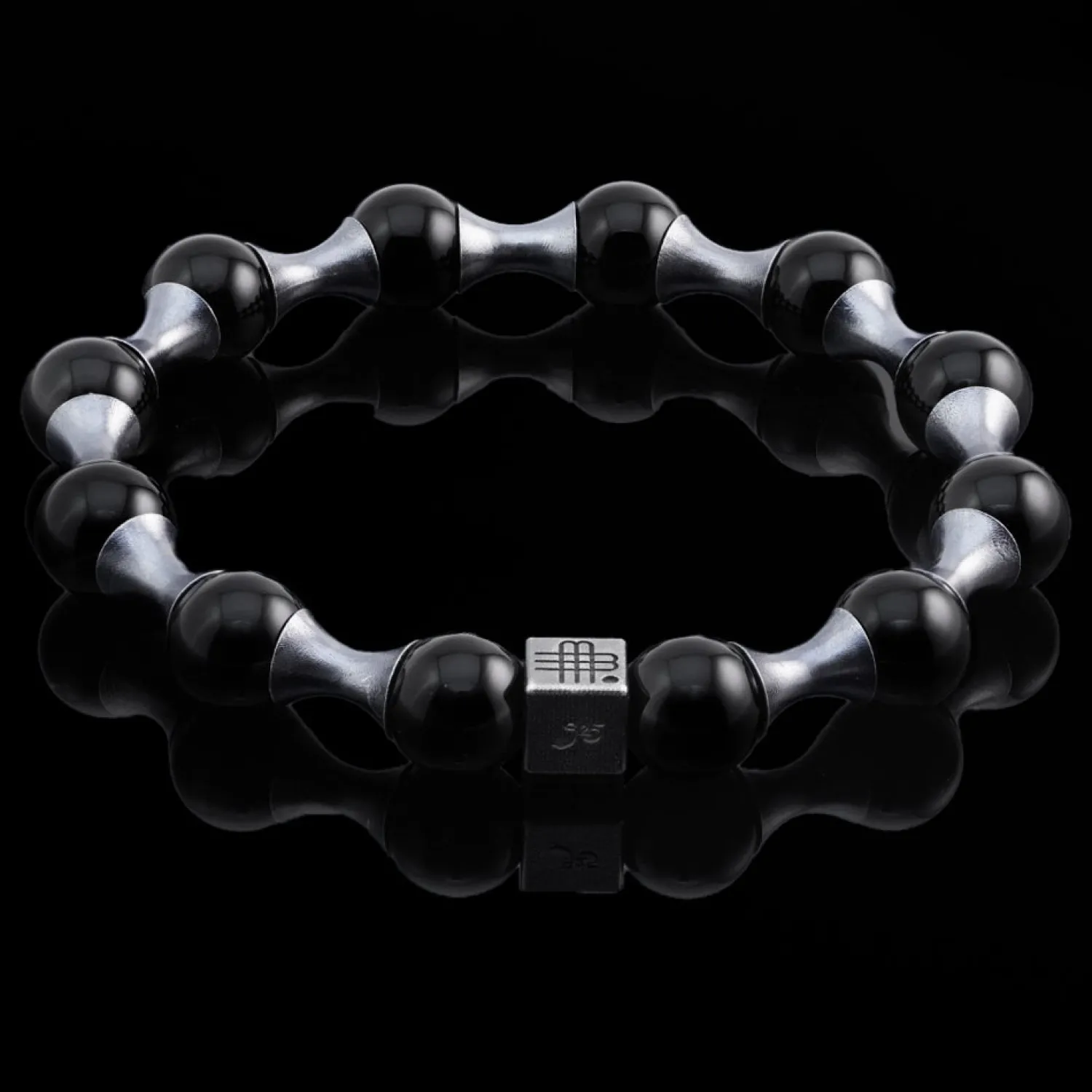 Bracelet DARK WAVE, BOLD and STRIKING 925 sterling silver blackened with large onyx stones-Gebauer & Gebauer Cheap
