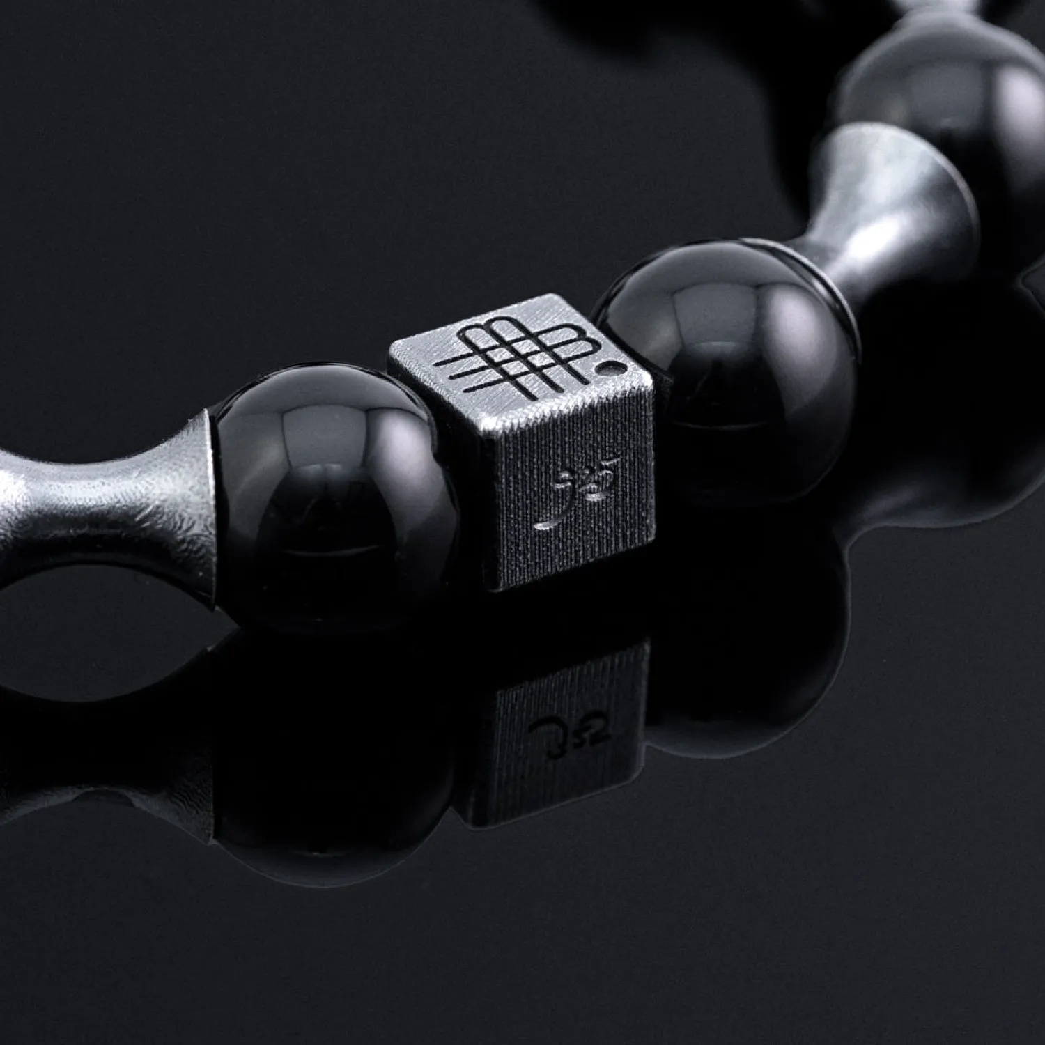Bracelet DARK WAVE, BOLD and STRIKING 925 sterling silver blackened with large onyx stones-Gebauer & Gebauer Cheap