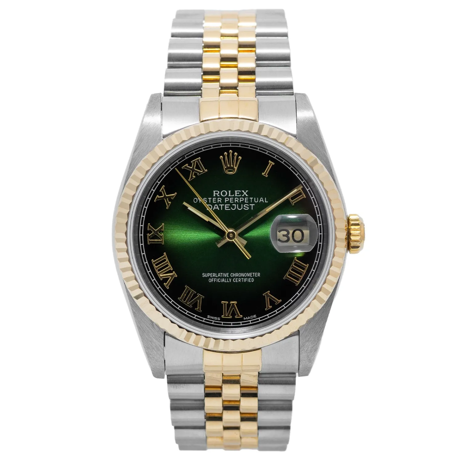 Datejust 36mm Green Roman Dial 1990 - 16233-Rolex New