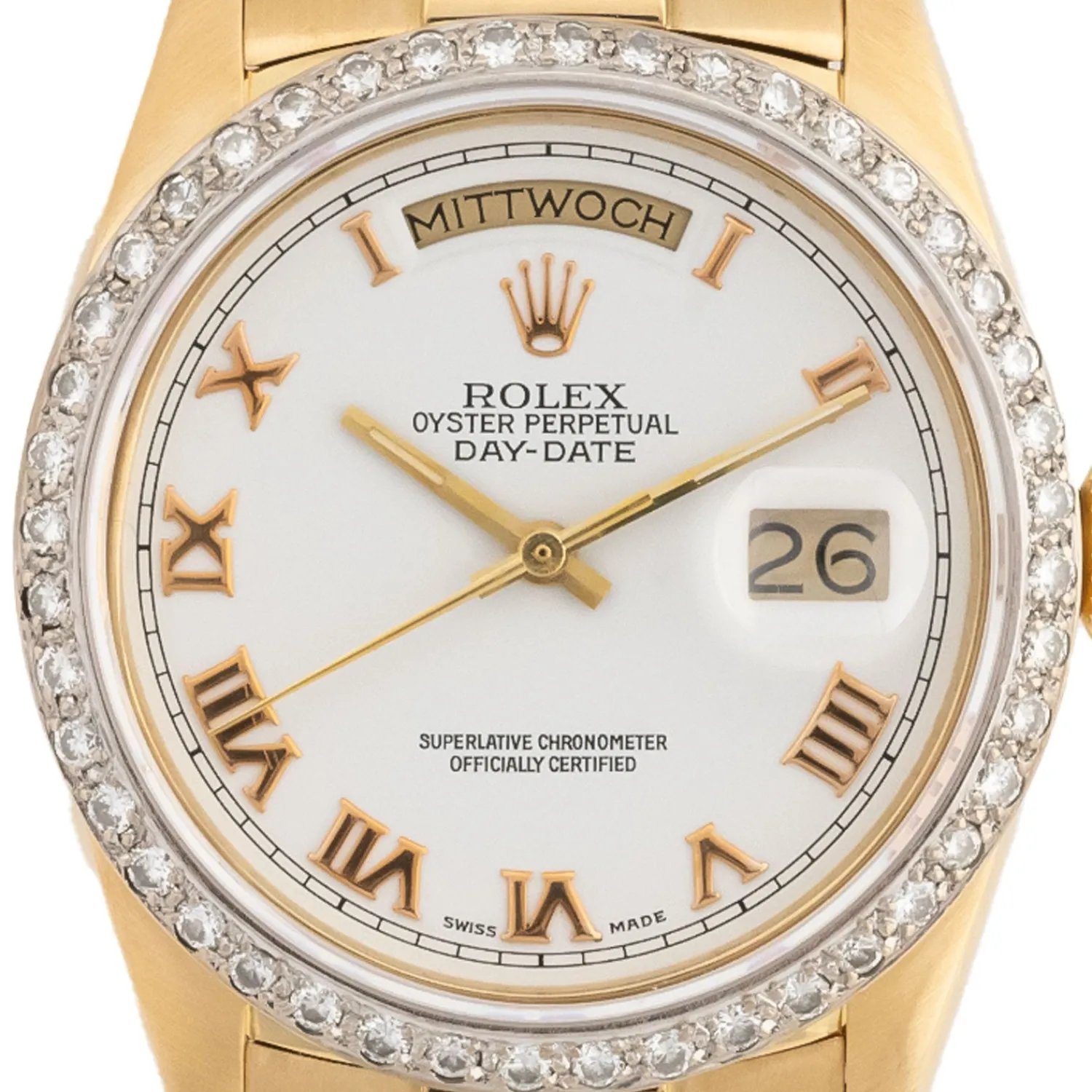 Day-Date 36mm White Roman Diamond Bezel - 18038-Rolex Flash Sale