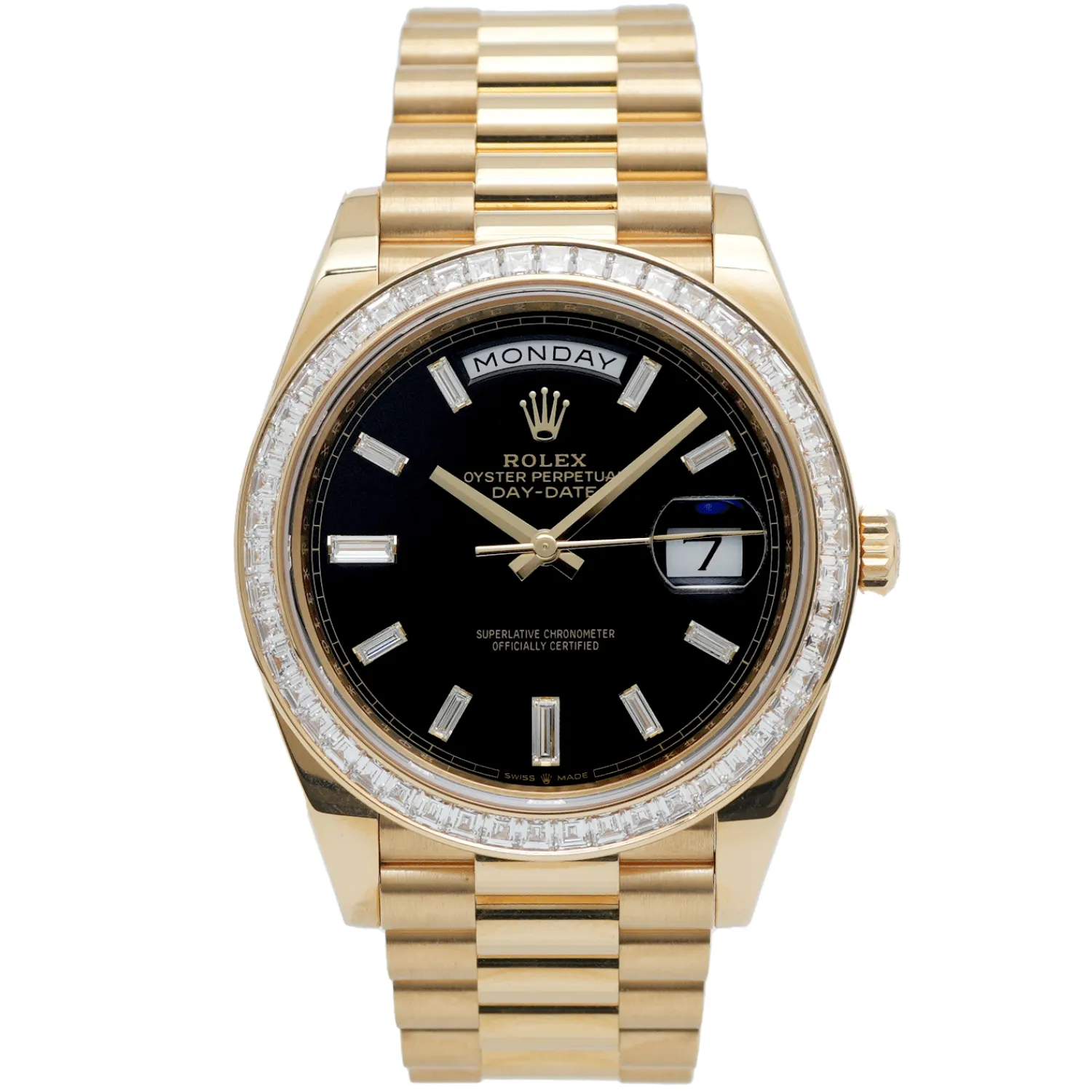 Day-Date President Diamond Baguette Black Dial 2019 Full Set - 228398TBR-Rolex Sale