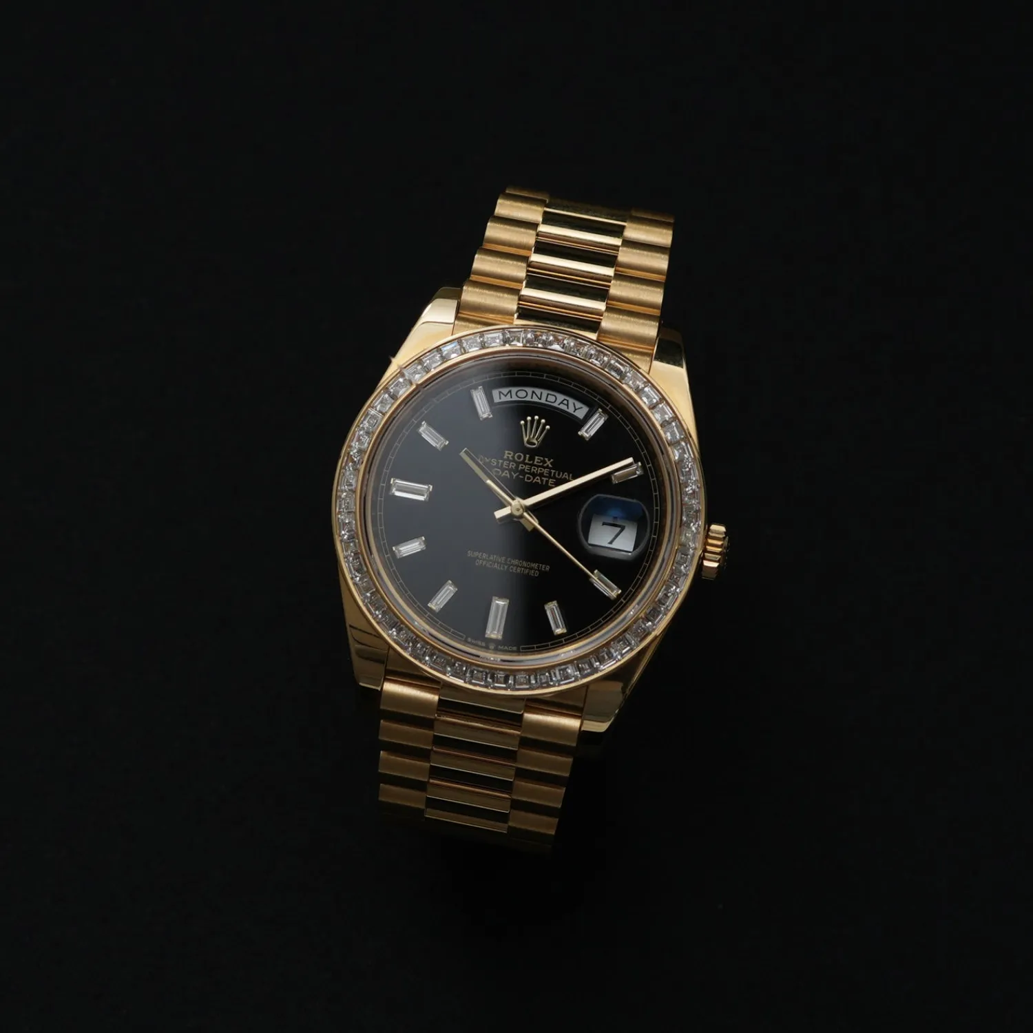 Day-Date President Diamond Baguette Black Dial 2019 Full Set - 228398TBR-Rolex Sale