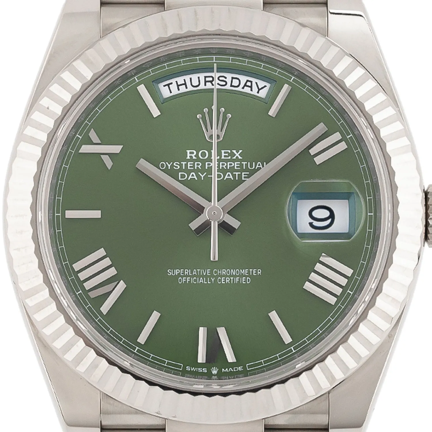 Day-Date Whitegold Olive Dial 2023 - 228239-Rolex Clearance