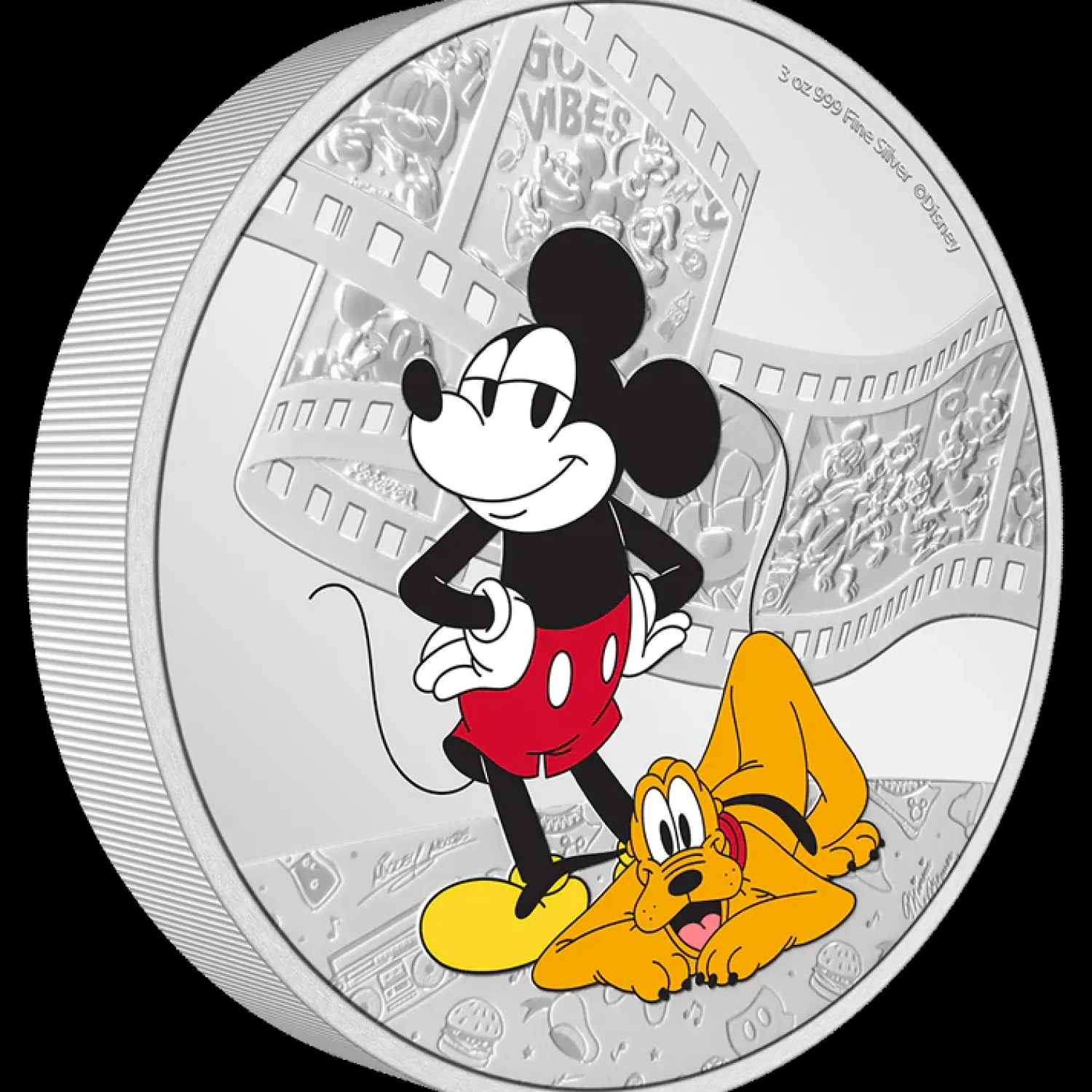 Disney Mickey & Friends – Mickey & Pluto 3oz Silver Coin-New Zealand Mint Clearance