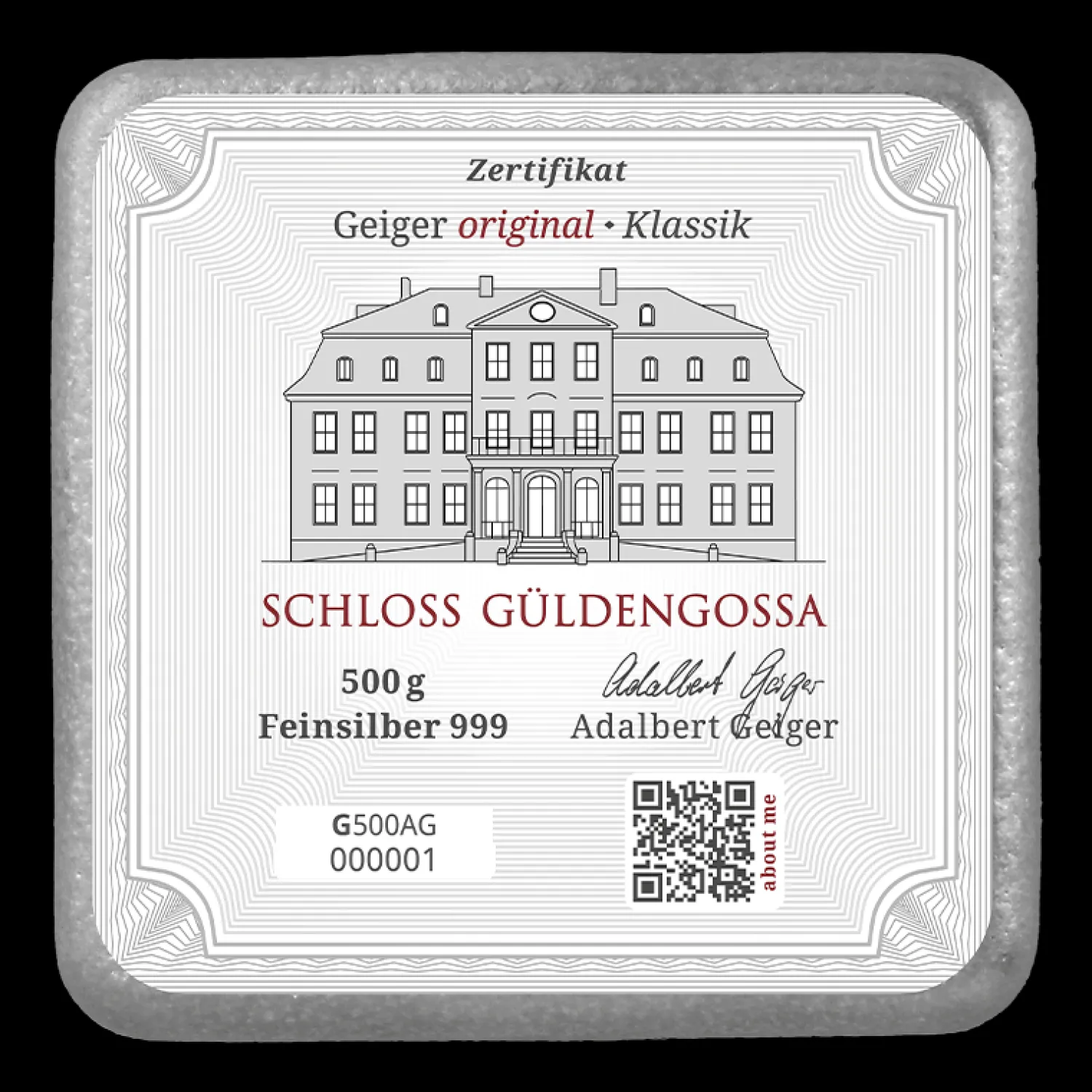 500g Silberbarren Geiger (gegossen)-Geiger Edelmetalle Flash Sale