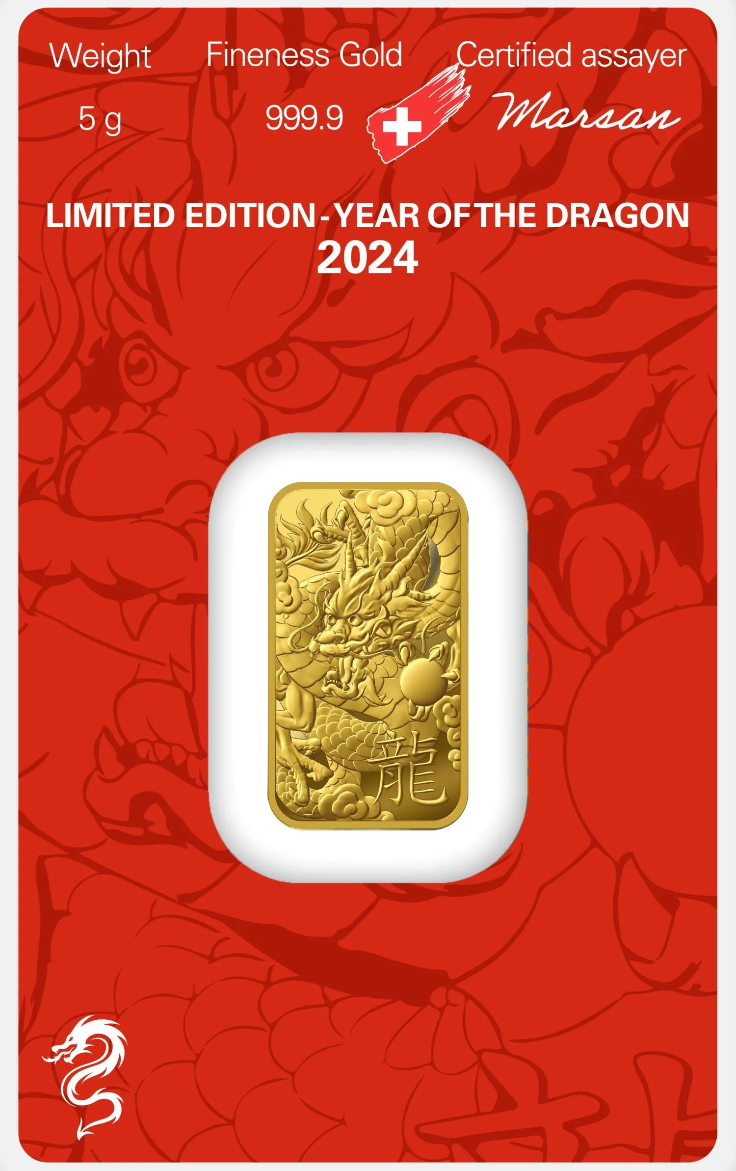 5 g YEAR OF THE DRAGON 2024 - Limited Edition HERAEUS-Argor Heraeus Clearance