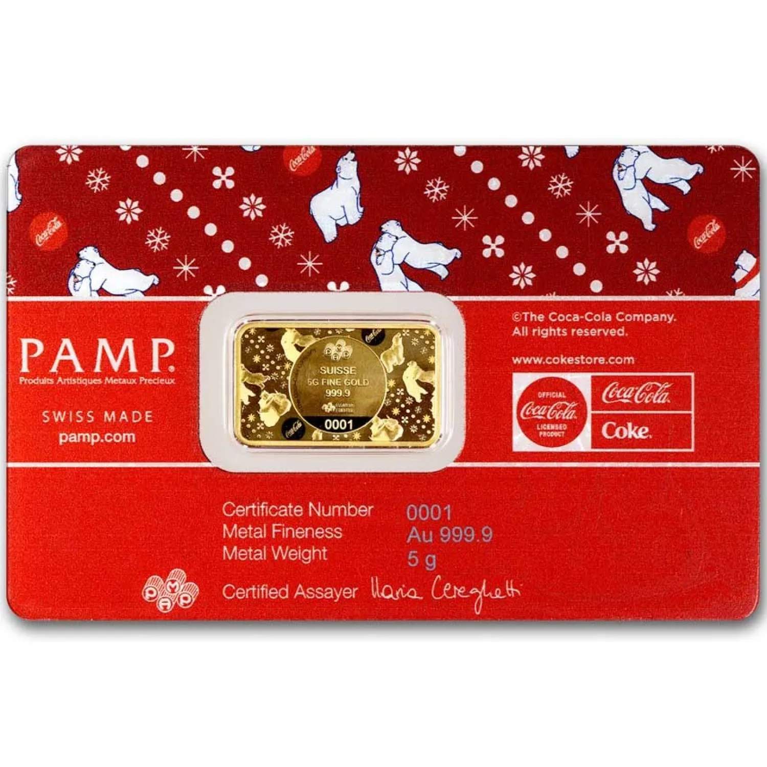 5 gr. Gold Bar - Coca-Cola® Polar Bear-PAMP Discount