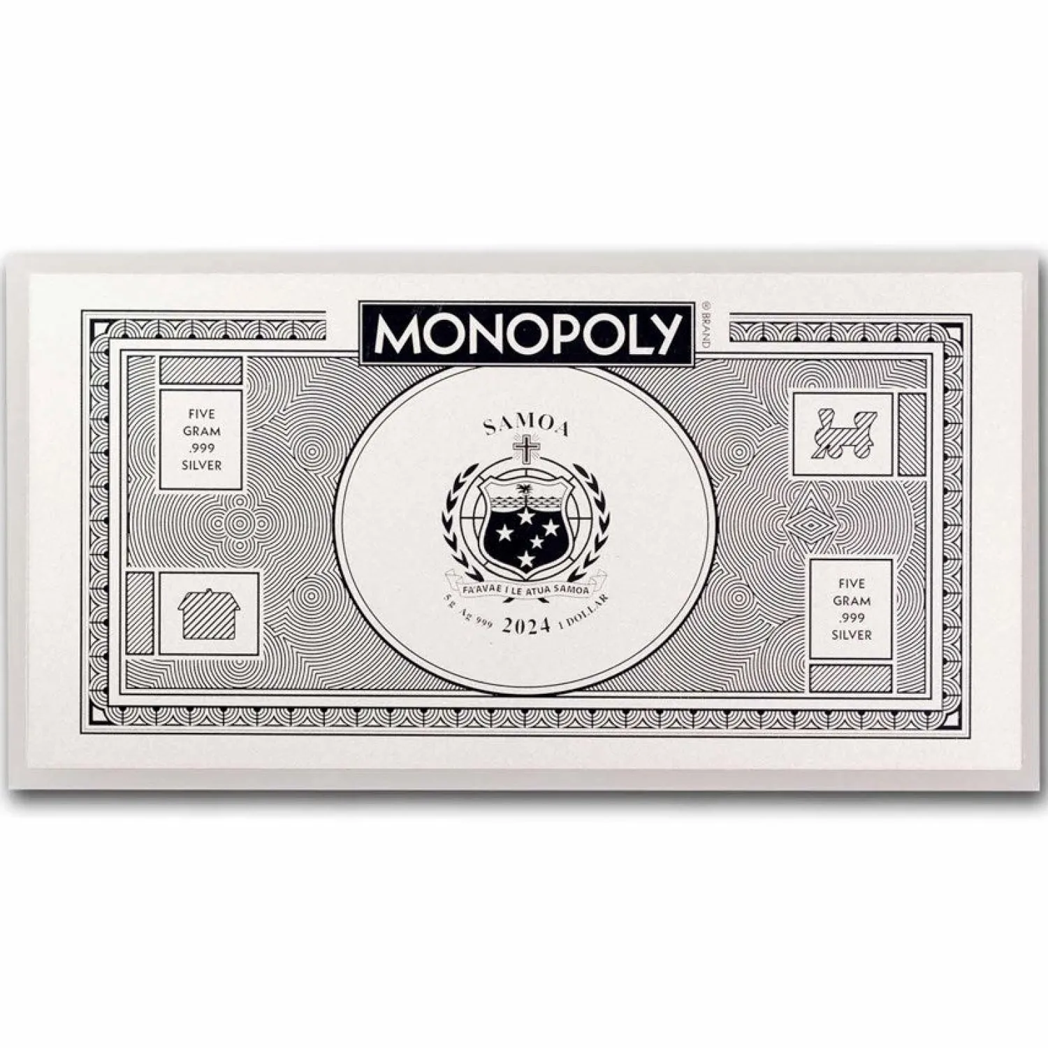 5 gr. Monopoly Foil Silver Note - 2024 Samoa-Diverse Hot