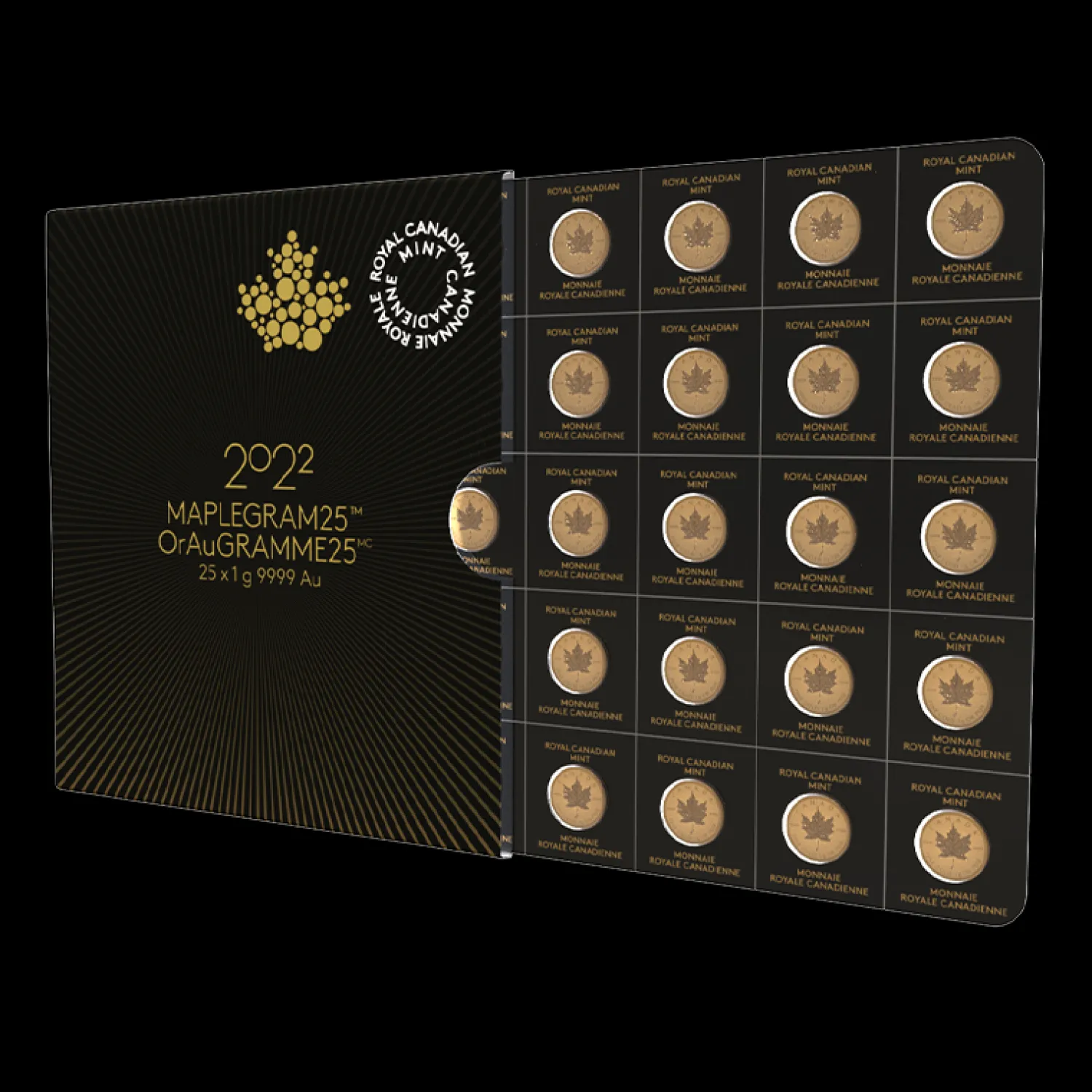 Maplegram - 25 x 1 g Maple Leaf 2022-Royal Canadian Mint Flash Sale