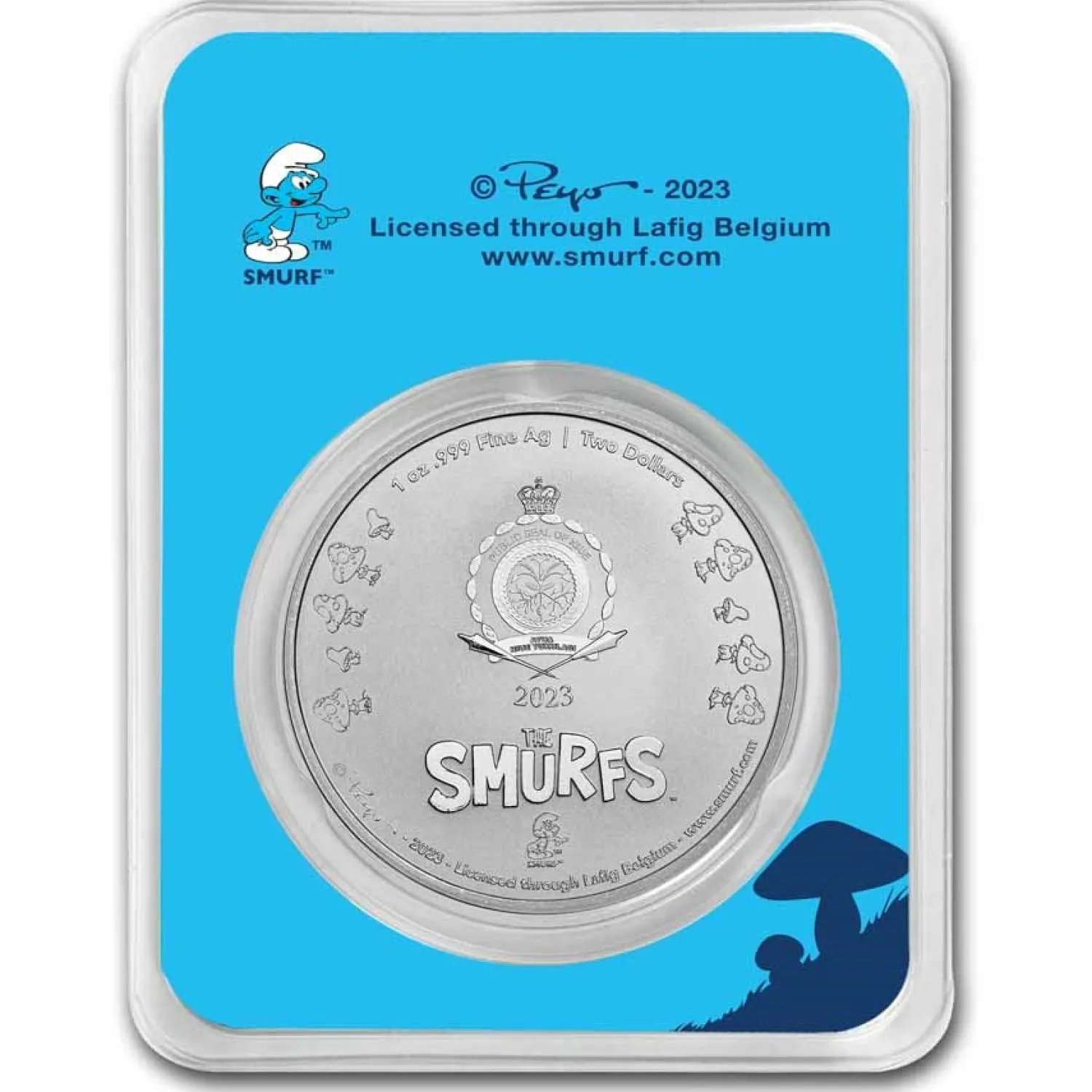 2023 Niue Colorized 1 oz Silver $2 Gargamel and Azrael in TEP-Diverse New