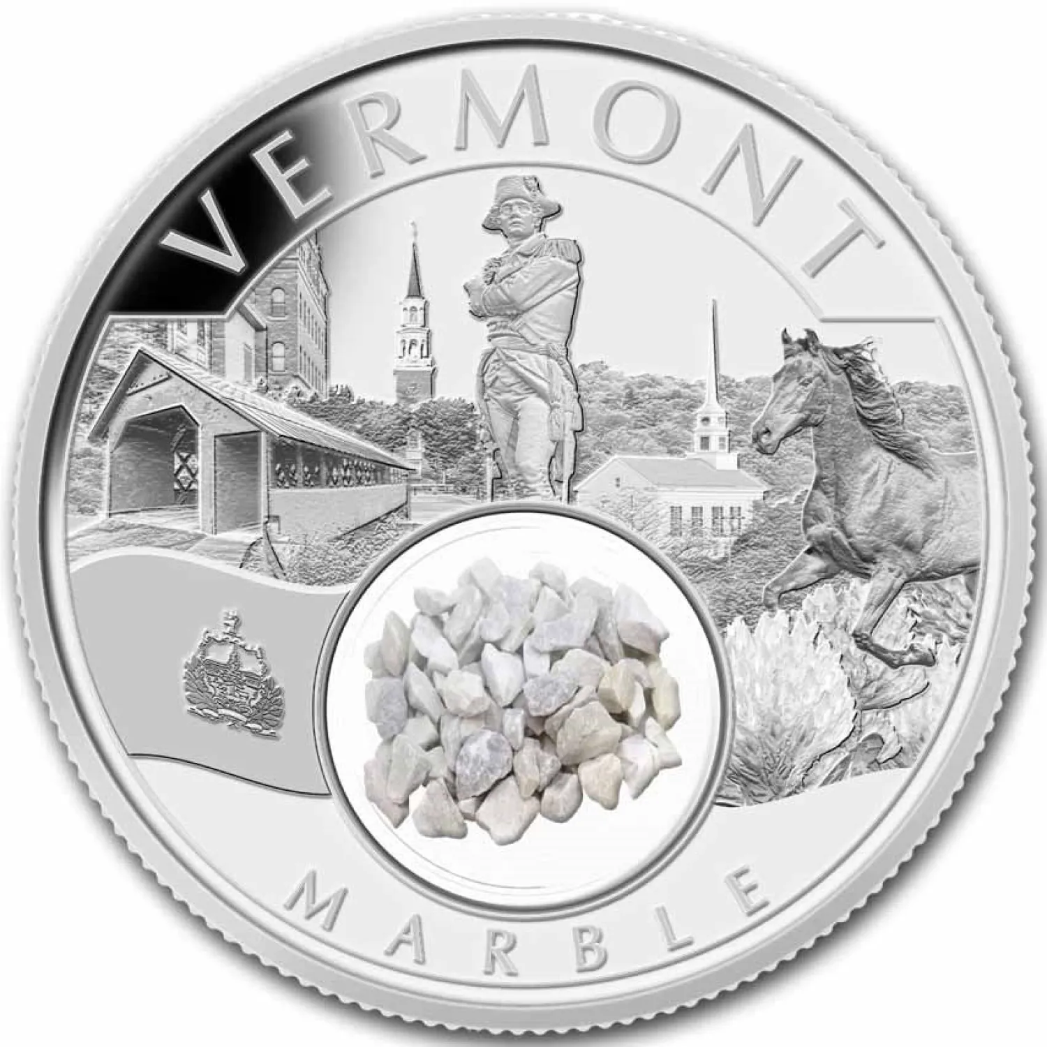 1 oz Silver Treasures of the U.S. - Vermont Marble 2024-Diverse Online