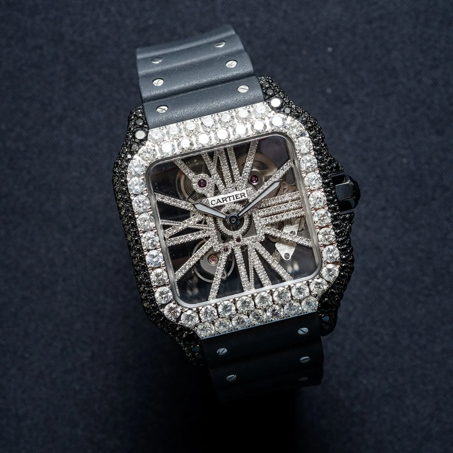 Santos Skeleton Diamond Setting 2024 - WHSA0009-Cartier Discount