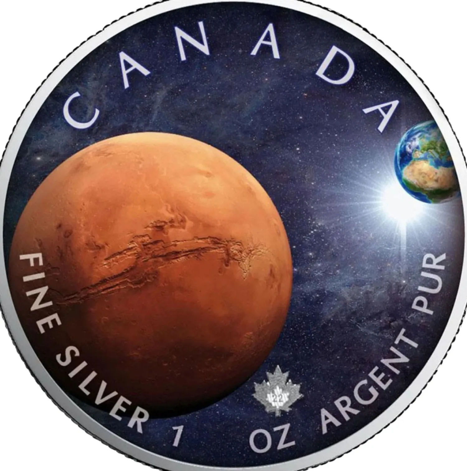 1 Unze Silber Maple Leaf Sonnensystem Mars 2022 (Auflage: 2.500)-Royal Canadian Mint Flash Sale