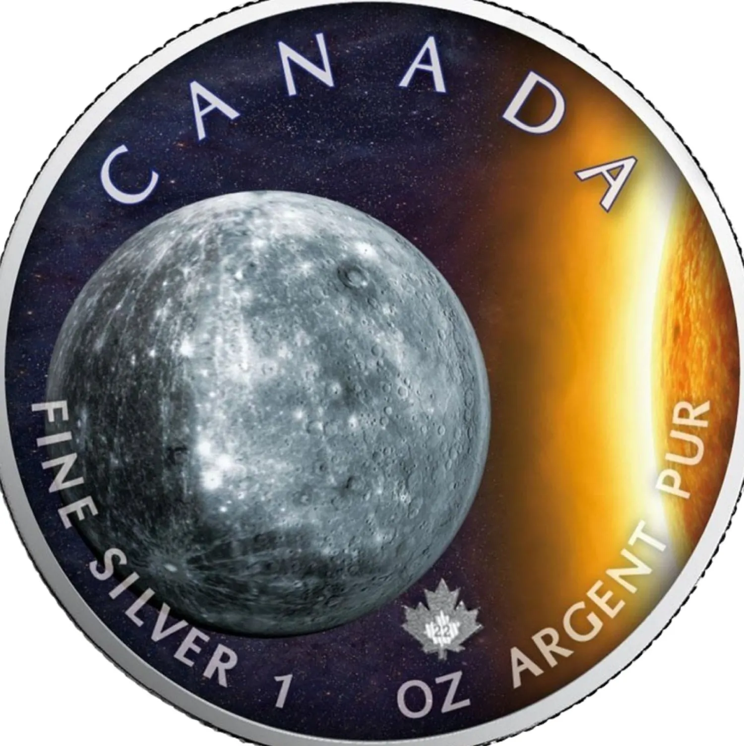 1 Unze Silber Maple Leaf Sonnensystem Merkur 2022 (Auflage: 2.500)-Royal Canadian Mint Sale