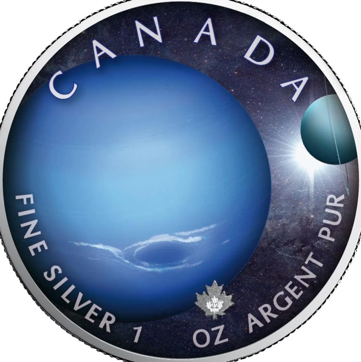 1 Unze Silber Maple Leaf Sonnensystem Neptun 2022 (Auflage: 2.500)-Royal Canadian Mint Outlet