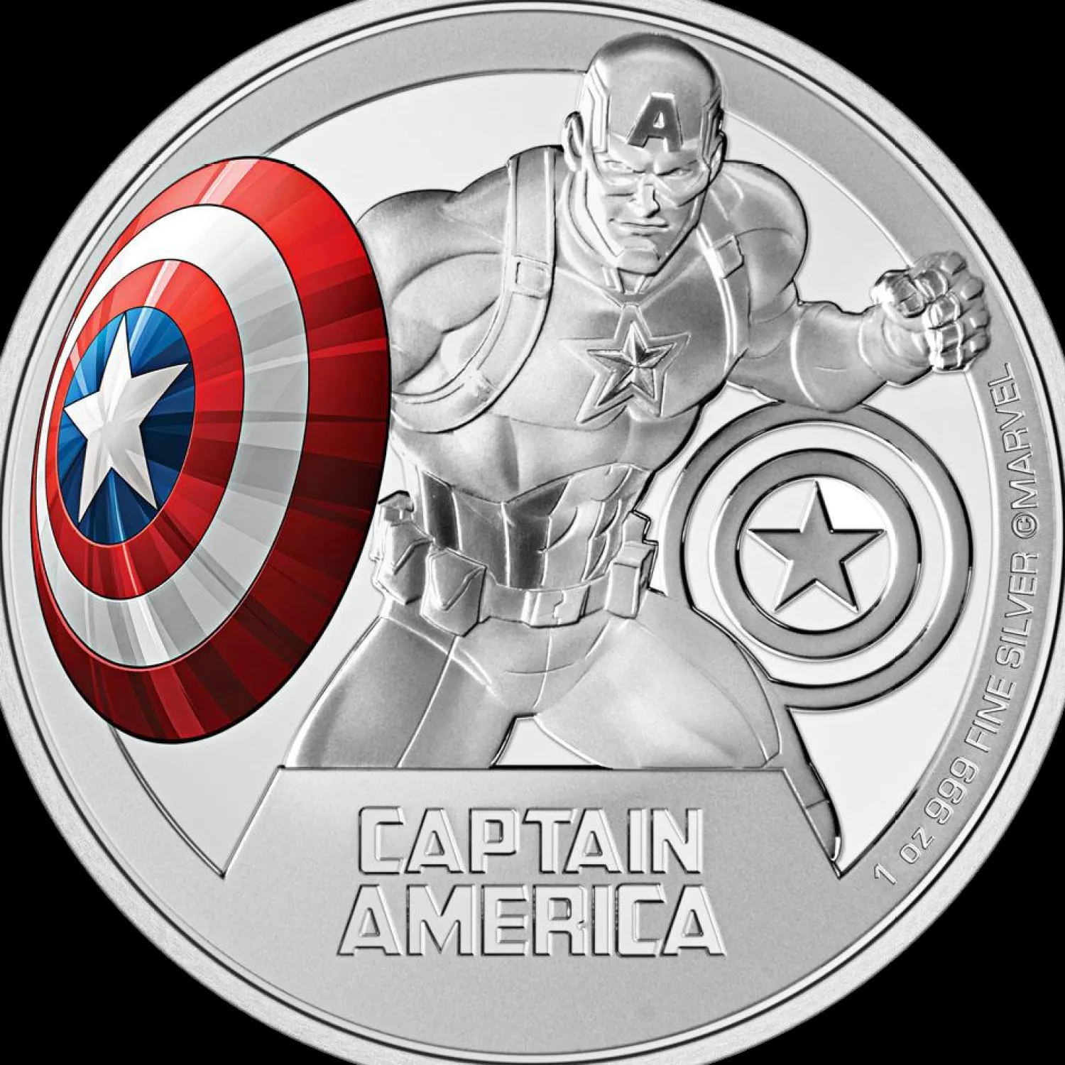 1 Unze Silber Marvel Captain America 2023 PP (Auflage: 5.000 | coloriert | Polierte Platte)-New Zealand Mint Cheap